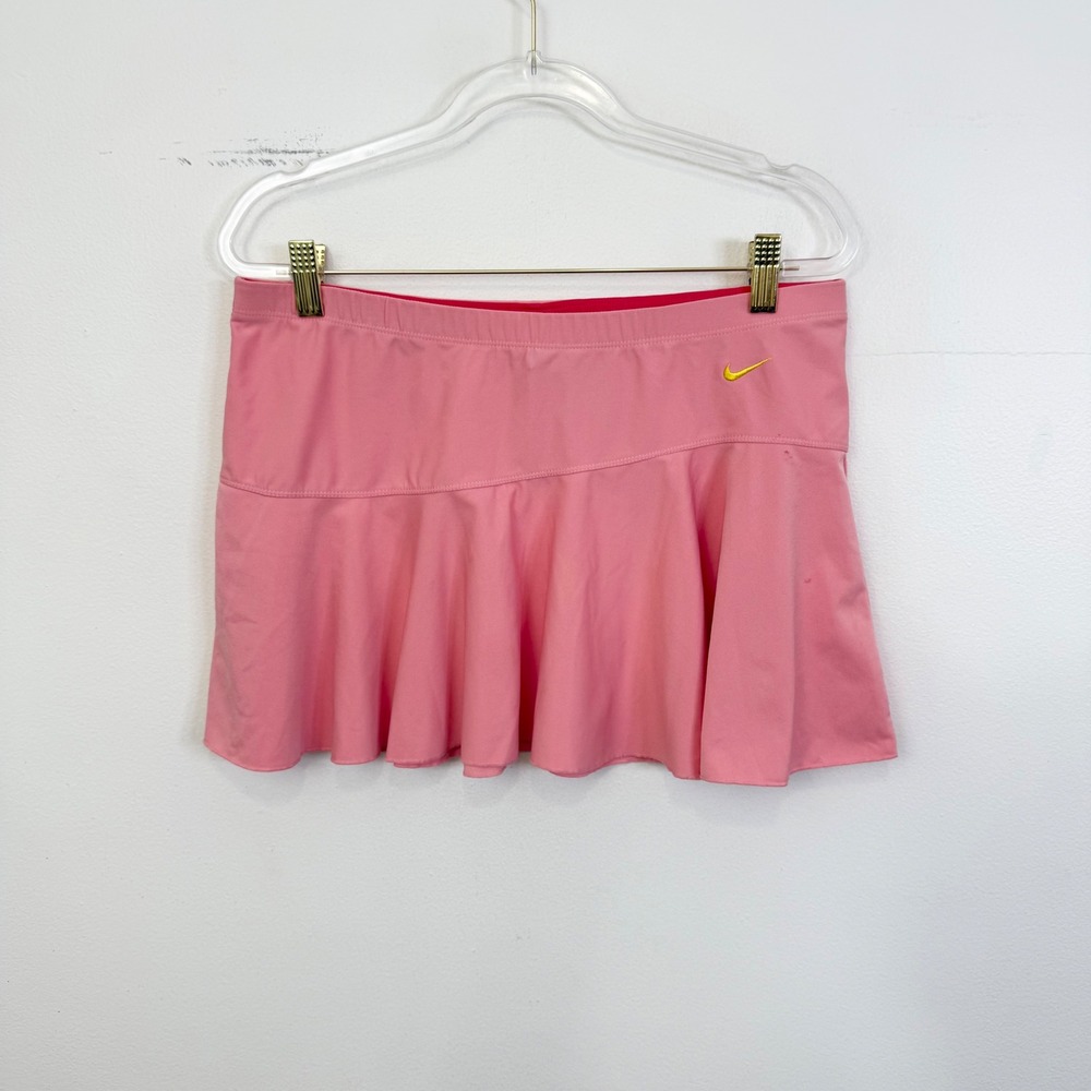 Y2K Nike Dri-FIT Pink Tennis Skirt Yellow Swoosh Women's M